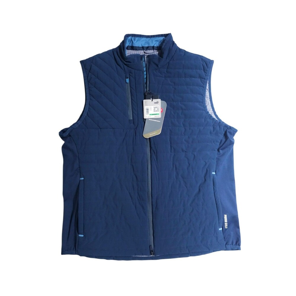 Puma Golf Scotia Quilted Sky Vest Outerwear Navy Mens Large 621526-02 $230
